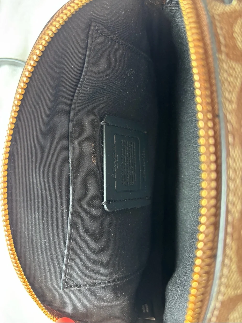 Coach Brown Signature Dome Crossbody with Black Strap